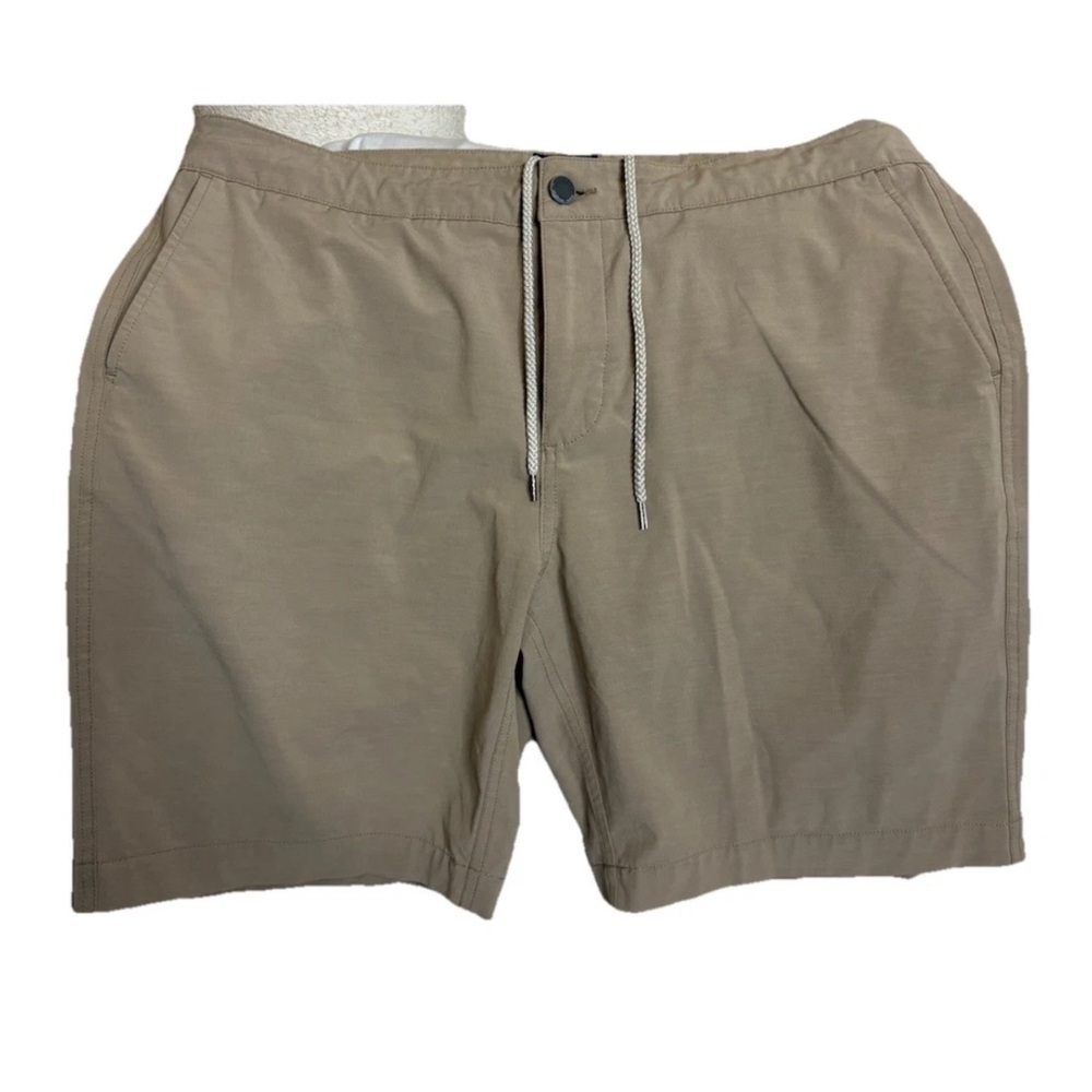 FAHERTY All Day Shorts Mens 36 Beige Khaki 9" Inseam Casual Performance Golf